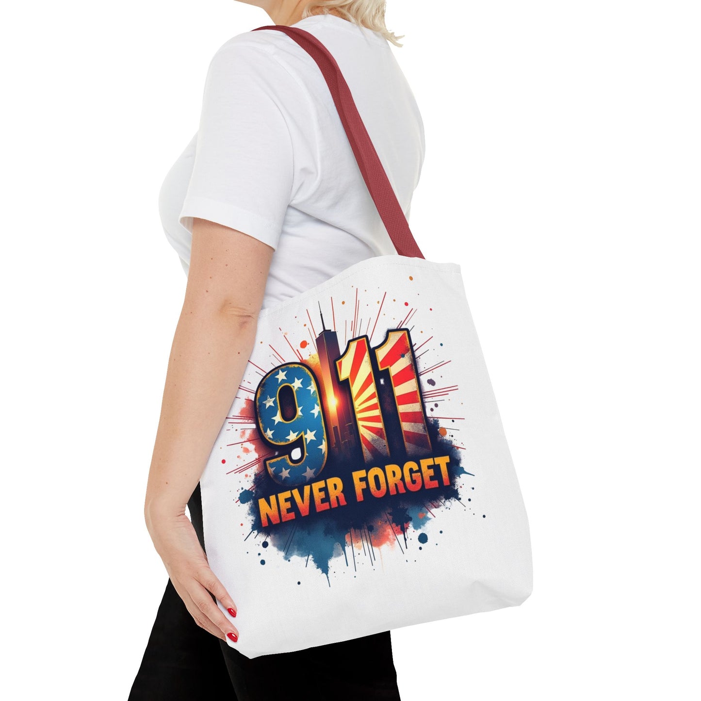 9/11 Never Forget Tote Bag — Patriotic Memorial Tribute Tote