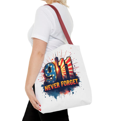 9/11 Never Forget Tote Bag — Patriotic Memorial Tribute Tote