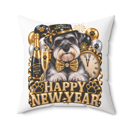 Happy New Year Schnauzer Pillow