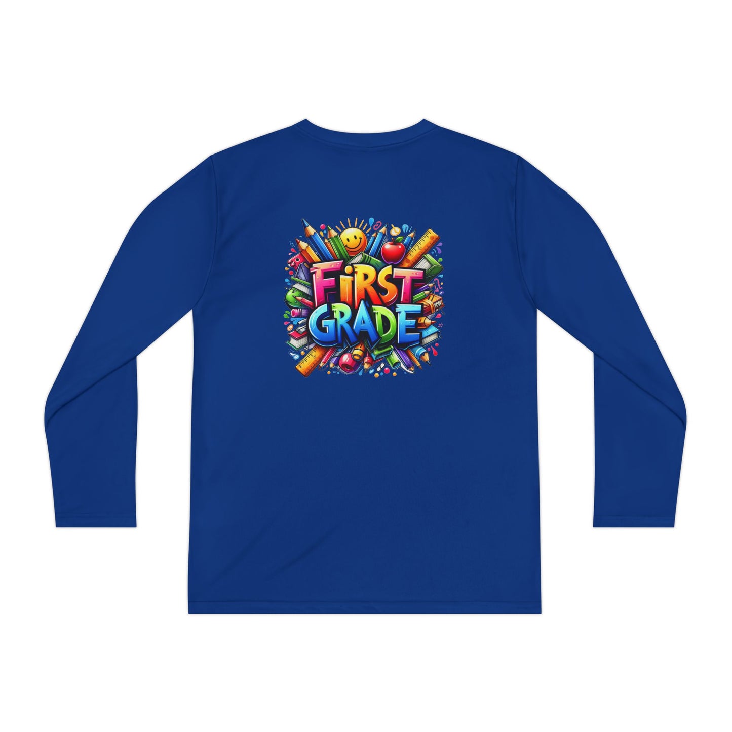 First Grade Youth Long Sleeve Tee — Colorful Back-to-School Shirt