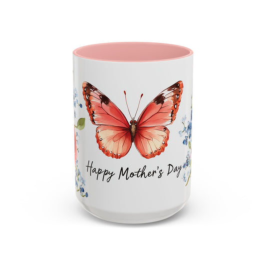 Mother's Day Butterfly Floral Coffee Mug – "Happy Mother's Day" Accent Mug