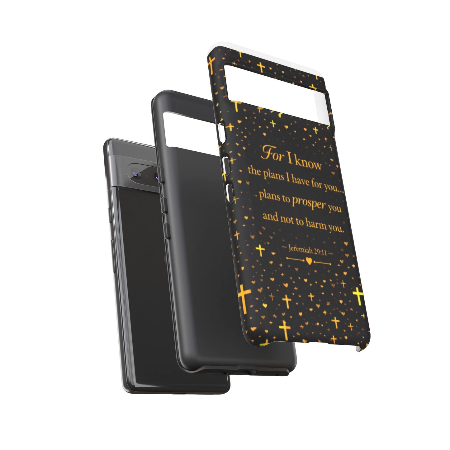 Phone Case — "For I Know" Jeremiah 29:11 Gold Cross Christian Tough Case