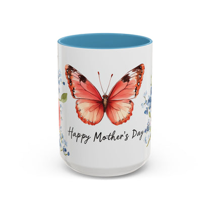 Mother's Day Butterfly Floral Coffee Mug – "Happy Mother's Day" Accent Mug