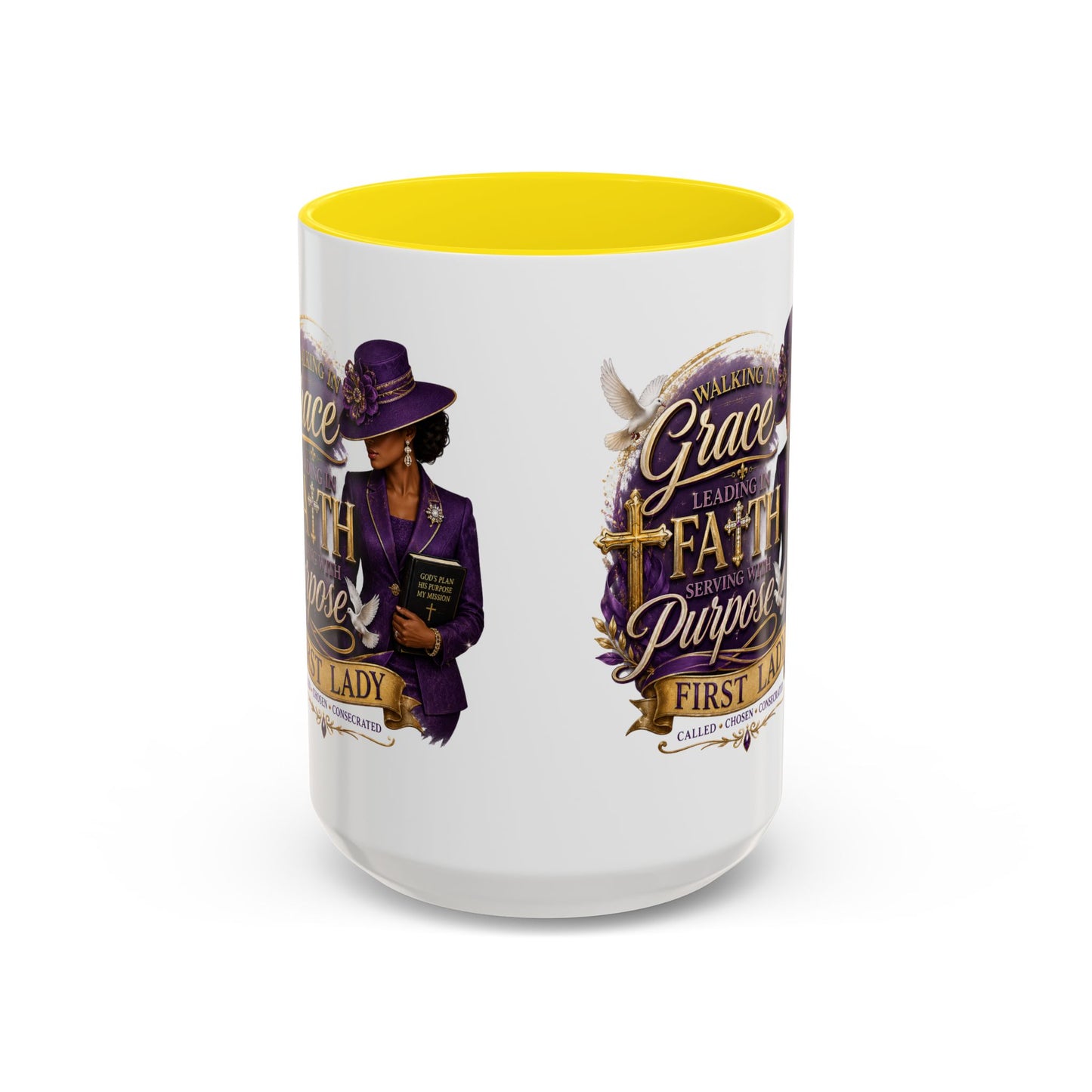 Faith & Purpose Accent Coffee Mug — First Lady Church Design (11/15oz)