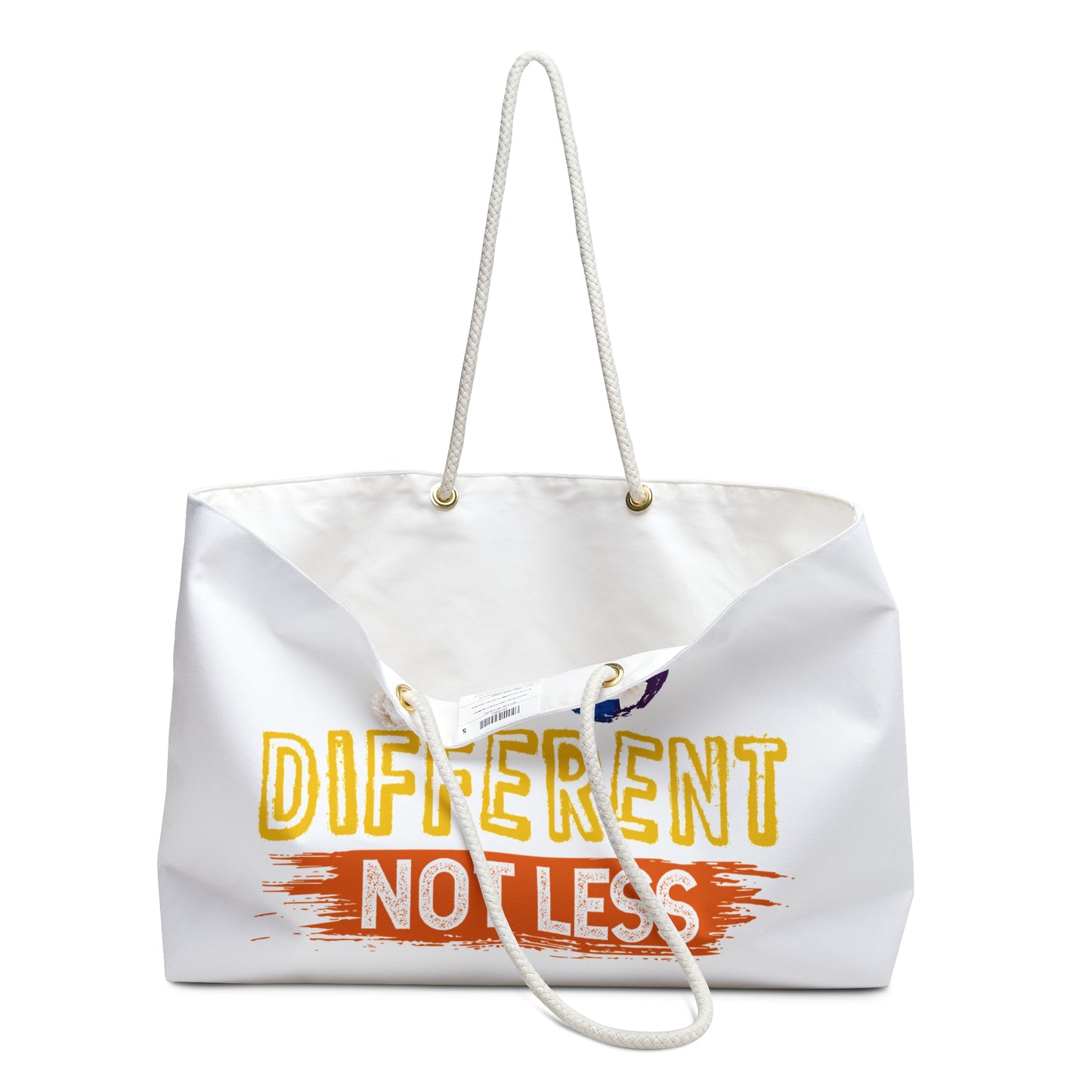 Different Not Less Infinity Weekender Bag — Rainbow Neurodiversity Travel Tote