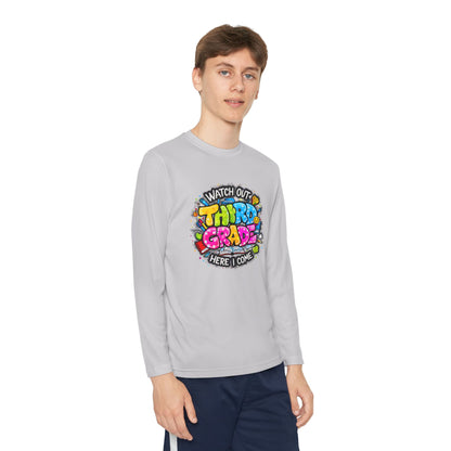 Youth Long Sleeve Tee — "Watch Out Third Grade Here I Come" Back-to-School Shirt