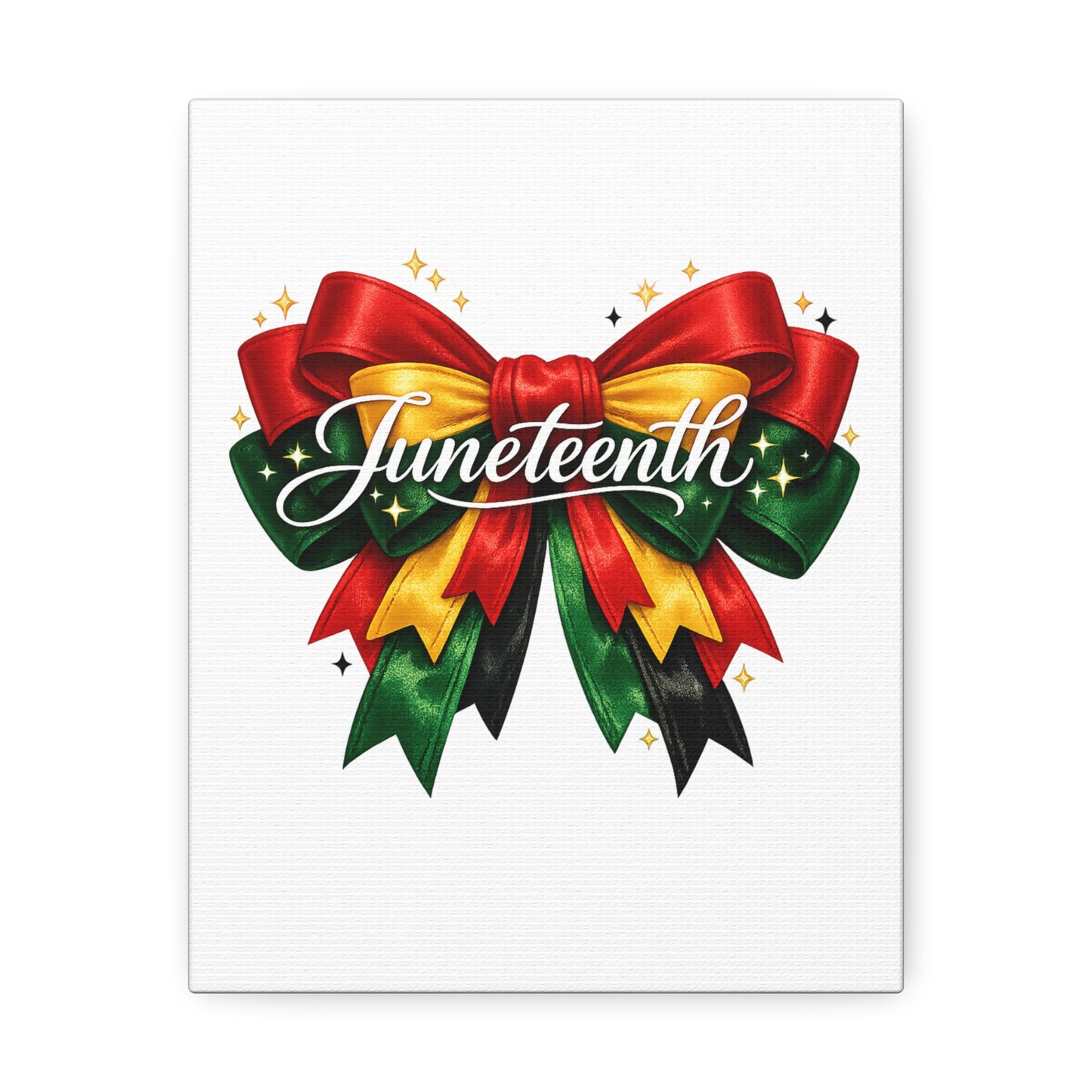 Juneteenth Celebration Stretched Canvas — Pan-African Ribbon Wall Art