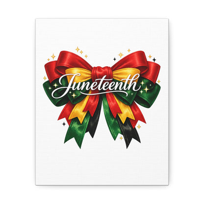 Juneteenth Celebration Stretched Canvas — Pan-African Ribbon Wall Art