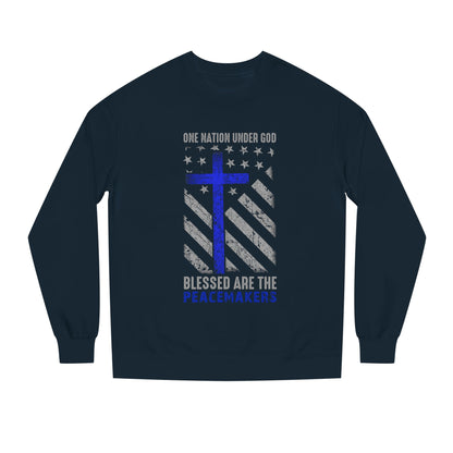 Blessed Are The Peacemakers Crewneck Sweatshirt — One Nation Under God Christian Flag Design