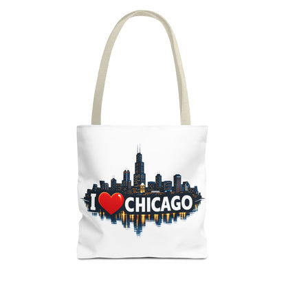 I  Chicago Skyline Tote Bag — Cityscape Reversible All-Over Print Tote