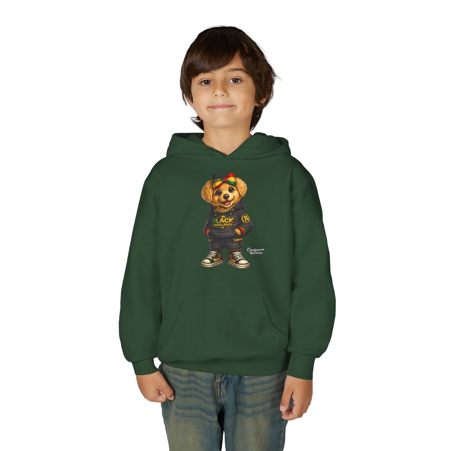 Youth Hoodie — Black Excellence Bear Graphic Sweatshirt (Kids)