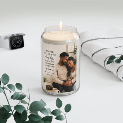 Scented Soy Candle — "Above All, Love Each Other Deeply" Inspirational Verse (13.75 oz)
