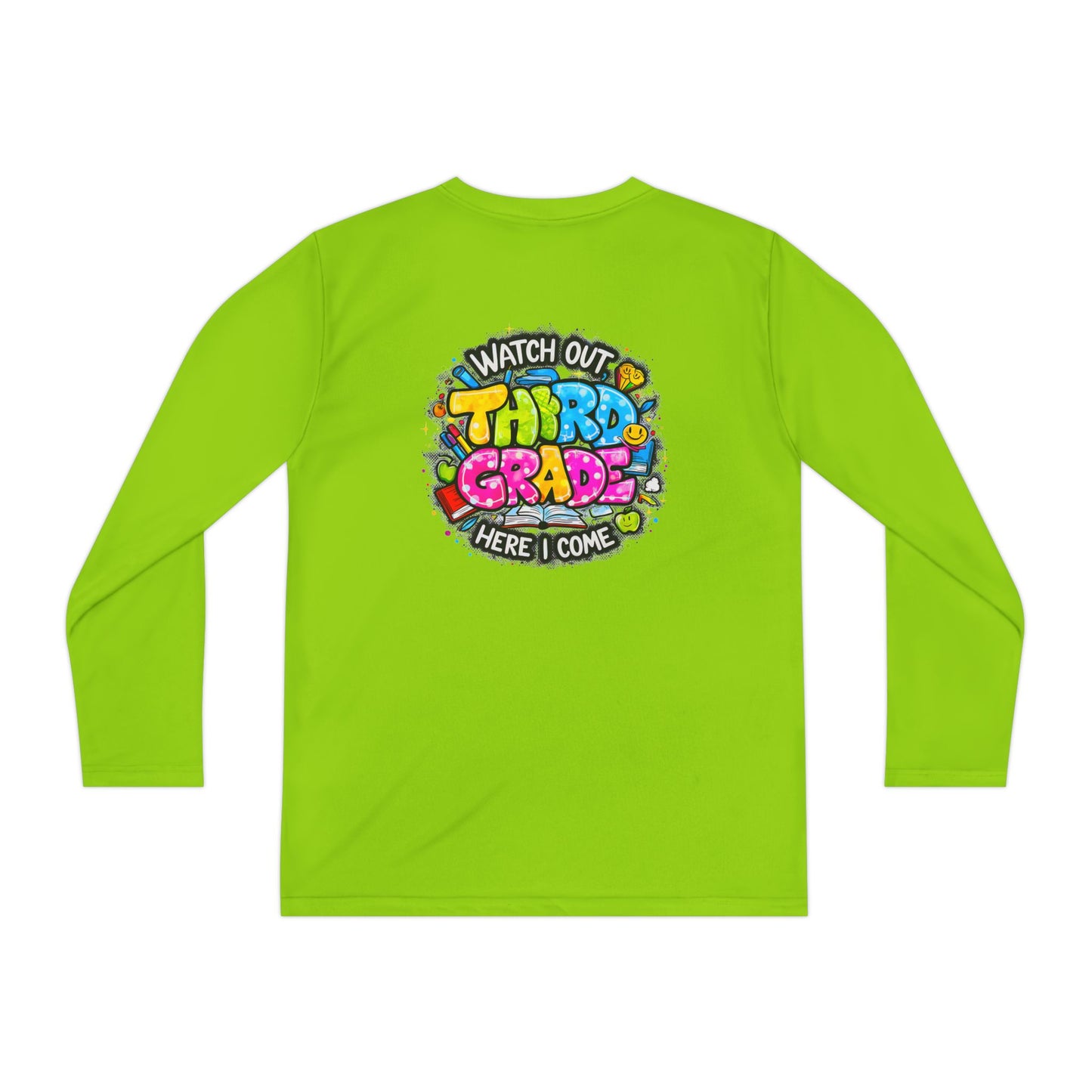 Youth Long Sleeve Tee — "Watch Out Third Grade Here I Come" Back-to-School Shirt
