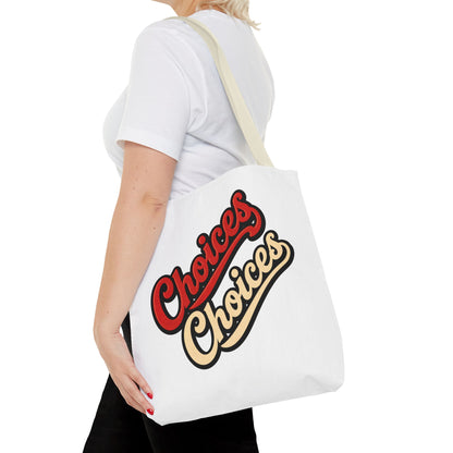 Choices Retro Script Tote Bag — Vintage Two-Tone Typography Canvas Tote