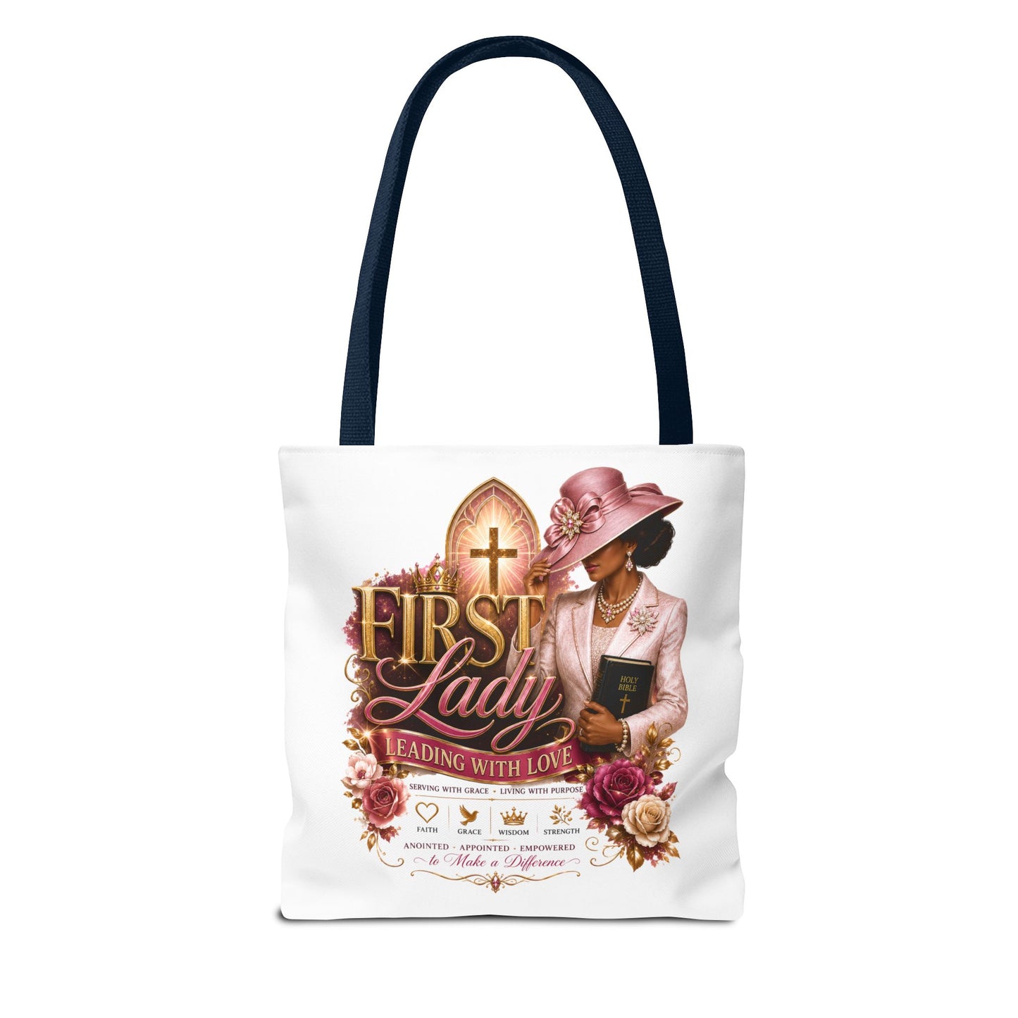 First Lady Tote Bag — Faithful Church Lady Floral Churchgoing Purse