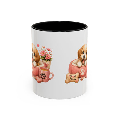 Cute Puppy Coffee Mug — Adorable 'Good Girl' Dog Design, Accent 11/15oz