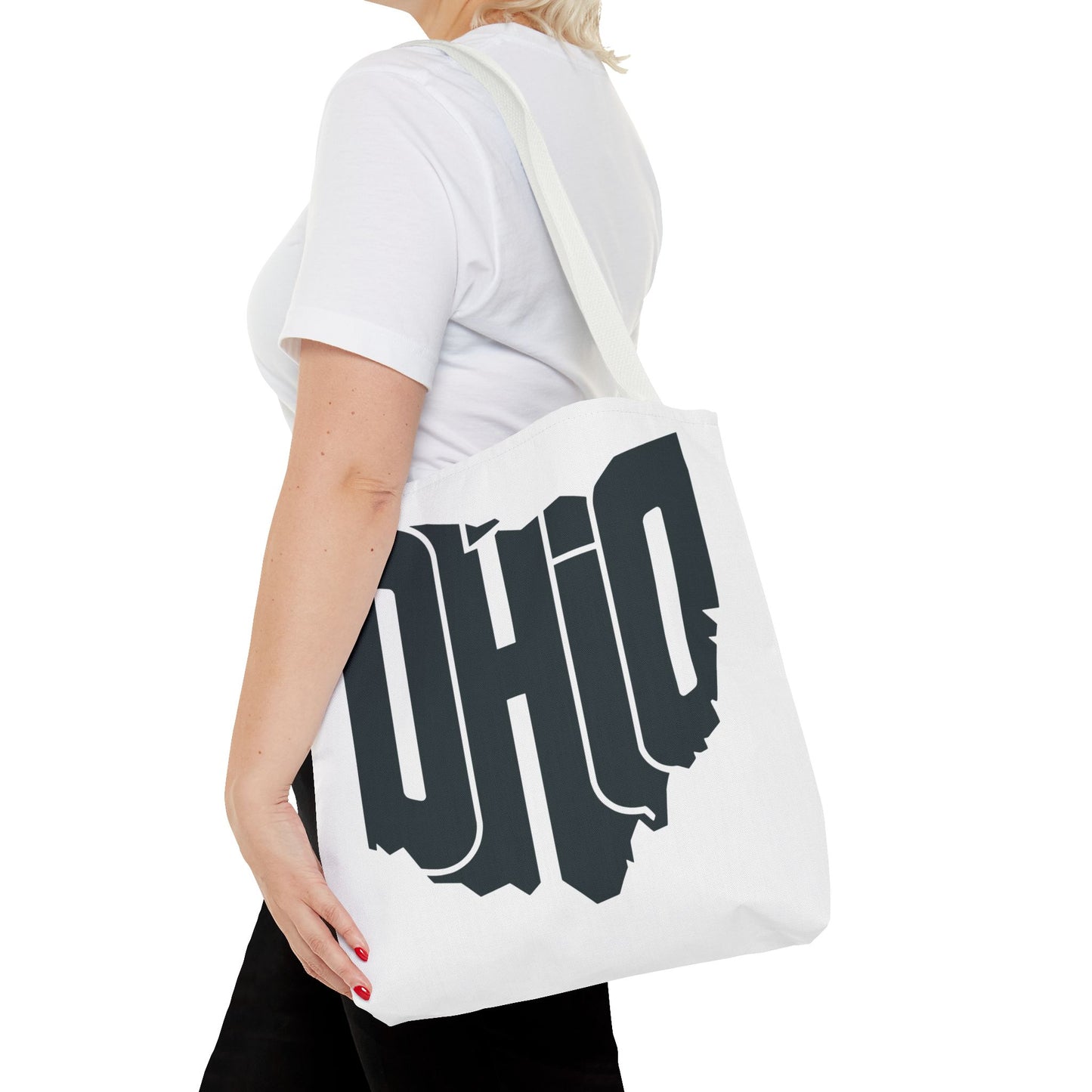 Ohio State Outline Tote Bag — Retro Ohio Text Graphic Tote
