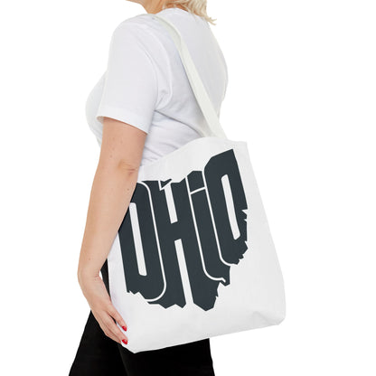 Ohio State Outline Tote Bag — Retro Ohio Text Graphic Tote