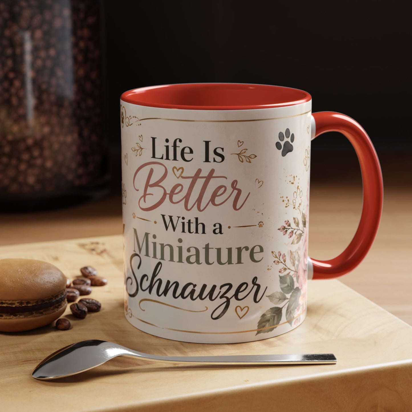 Miniature Schnauzer Coffee Mug — "Life Is Better With a Miniature Schnauzer" Accent Ceramic Mug