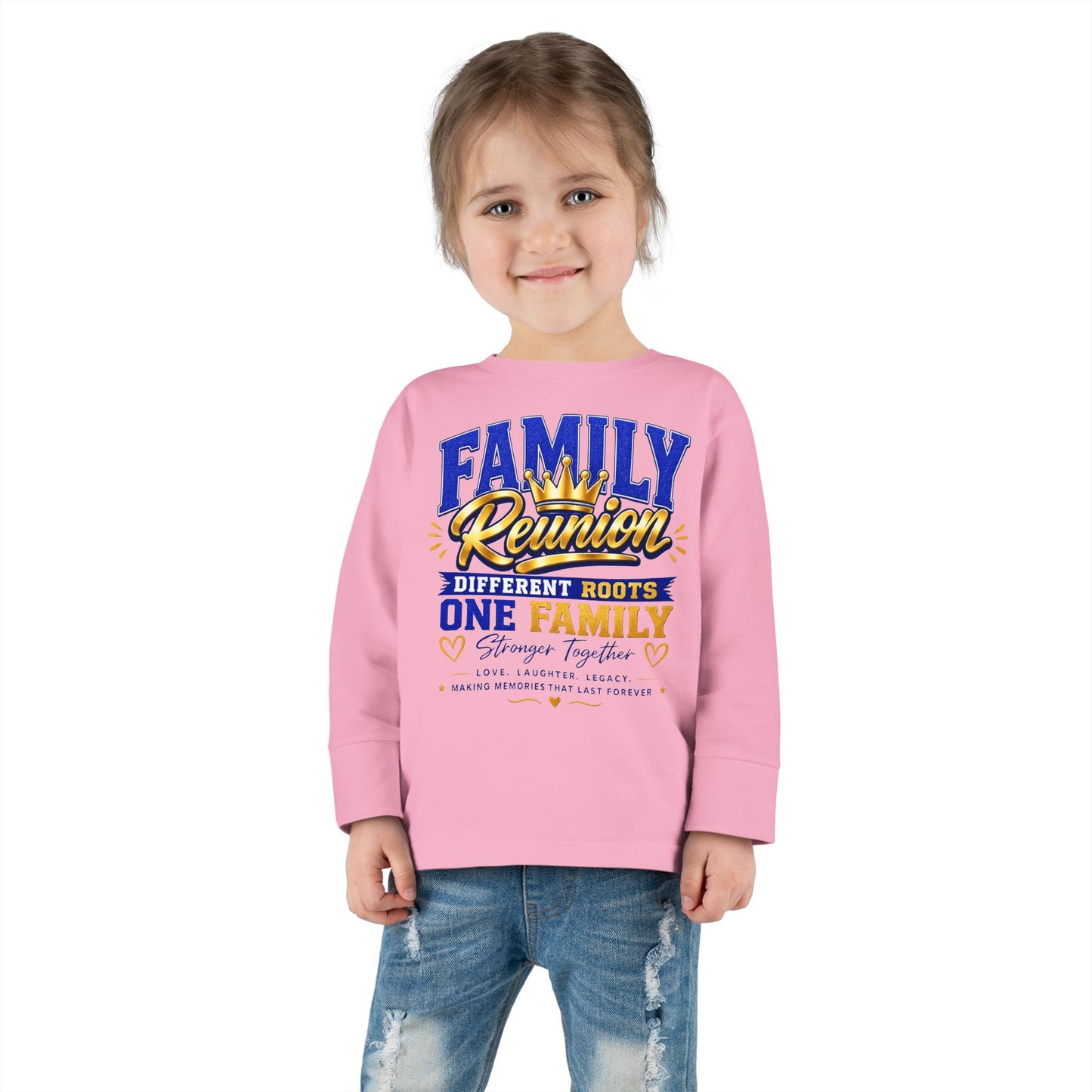 Family Reunion Toddler Long Sleeve Tee — "Different Roots One Family" Kids Shirt