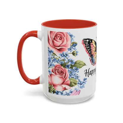 Mother's Day Butterfly Floral Coffee Mug – "Happy Mother's Day" Accent Mug (11/15 oz)