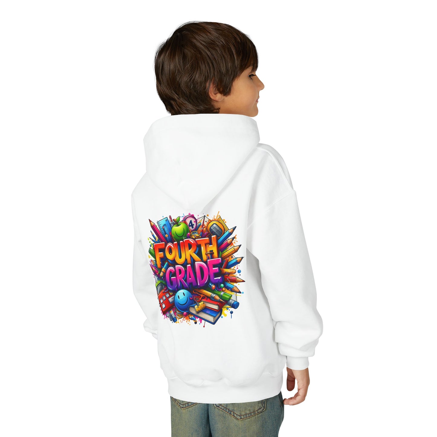 Fourth Grade Youth Hoodie — Colorful Back-to-School Kids Sweatshirt