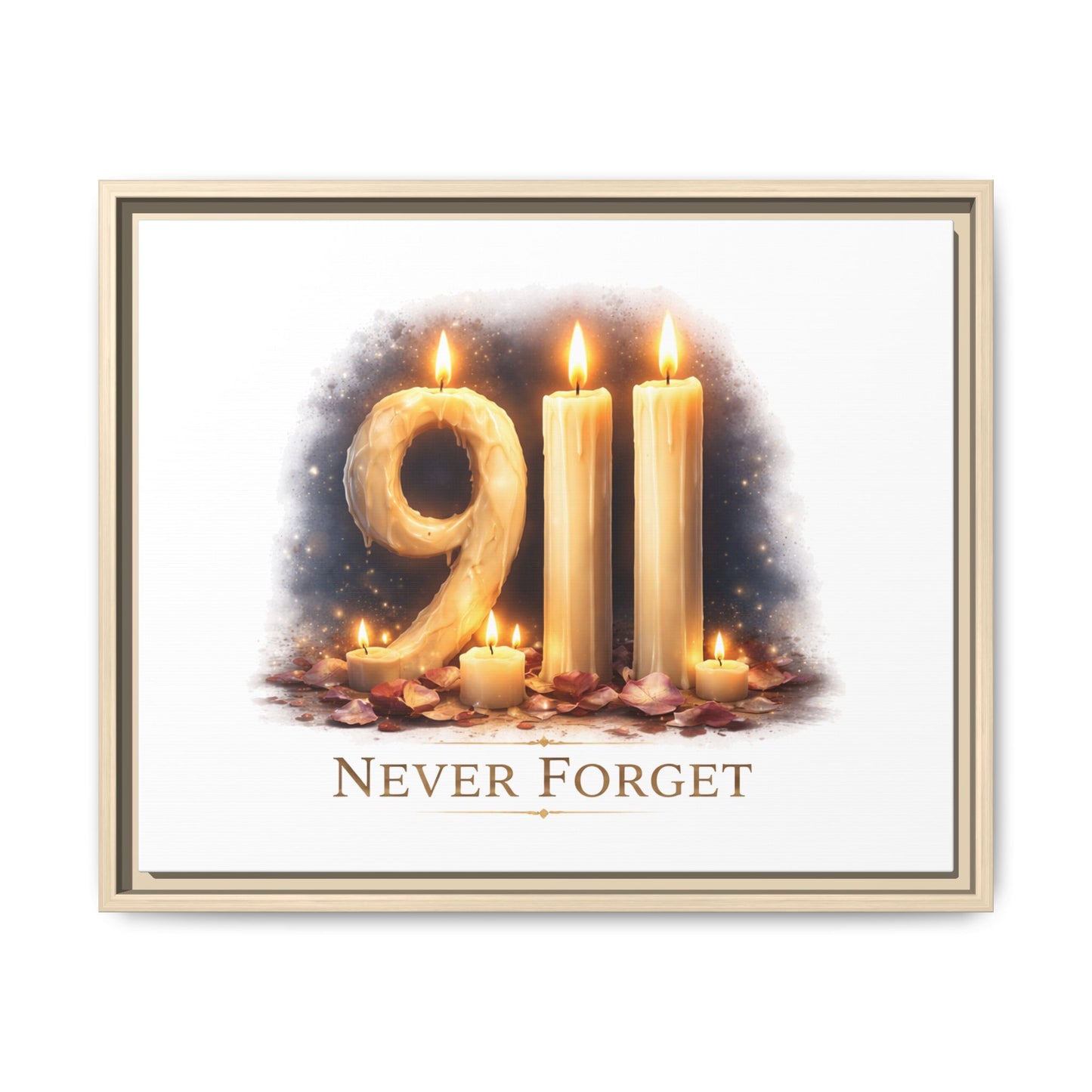 9/11 Never Forget Framed Canvas Print