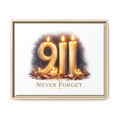 9/11 Never Forget Framed Canvas Print