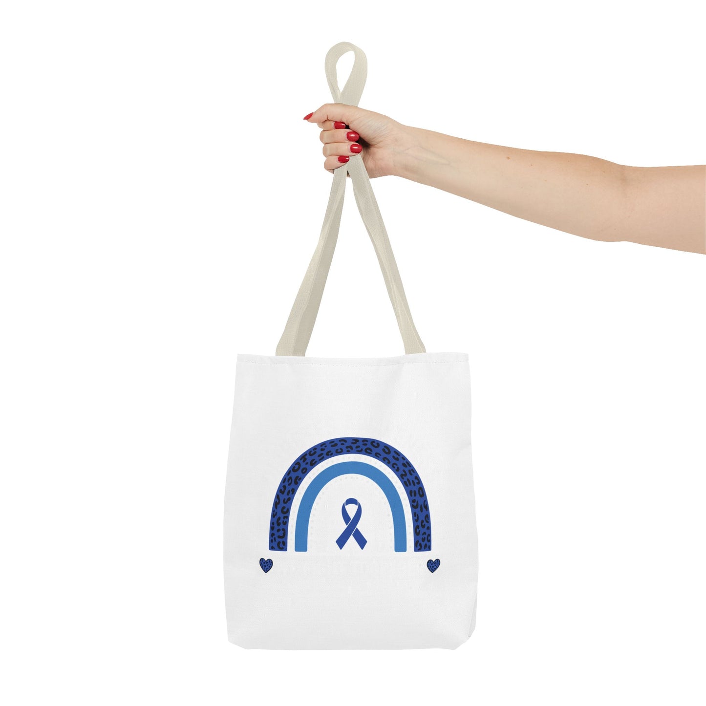 Blue Awareness Ribbon Rainbow Tote Bag – Support & Hope Everyday Tote