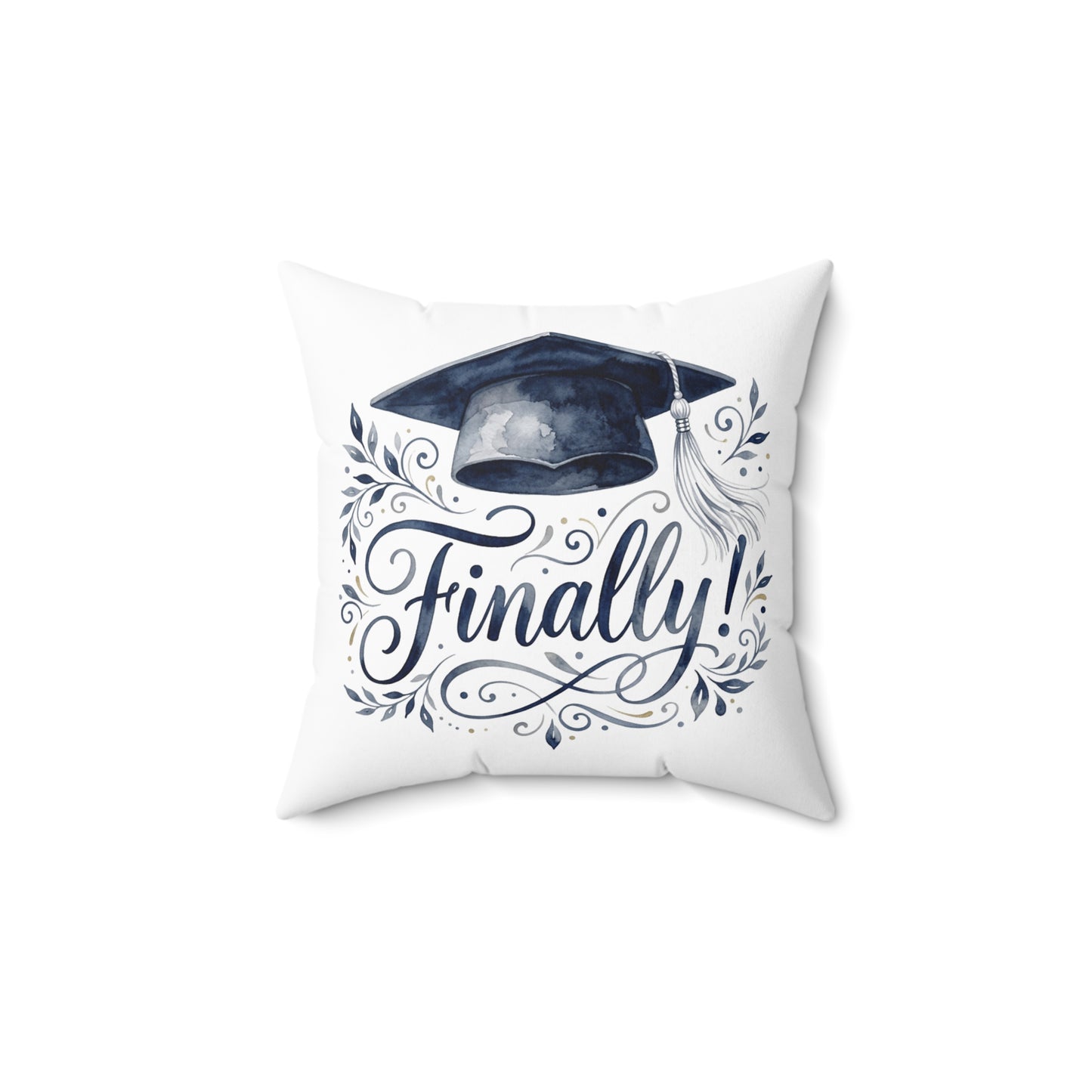 Graduation Pillow with 'Finally!' Cap Design — Graduation Gift Decor