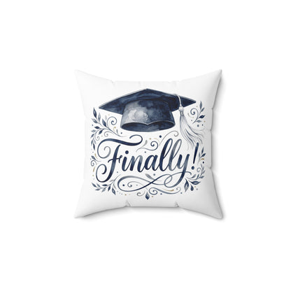 Graduation Pillow with 'Finally!' Cap Design — Graduation Gift Decor