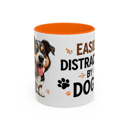 Easily Distracted By Dogs Coffee Mug – Dog Lover Accent Mug (11/15oz)