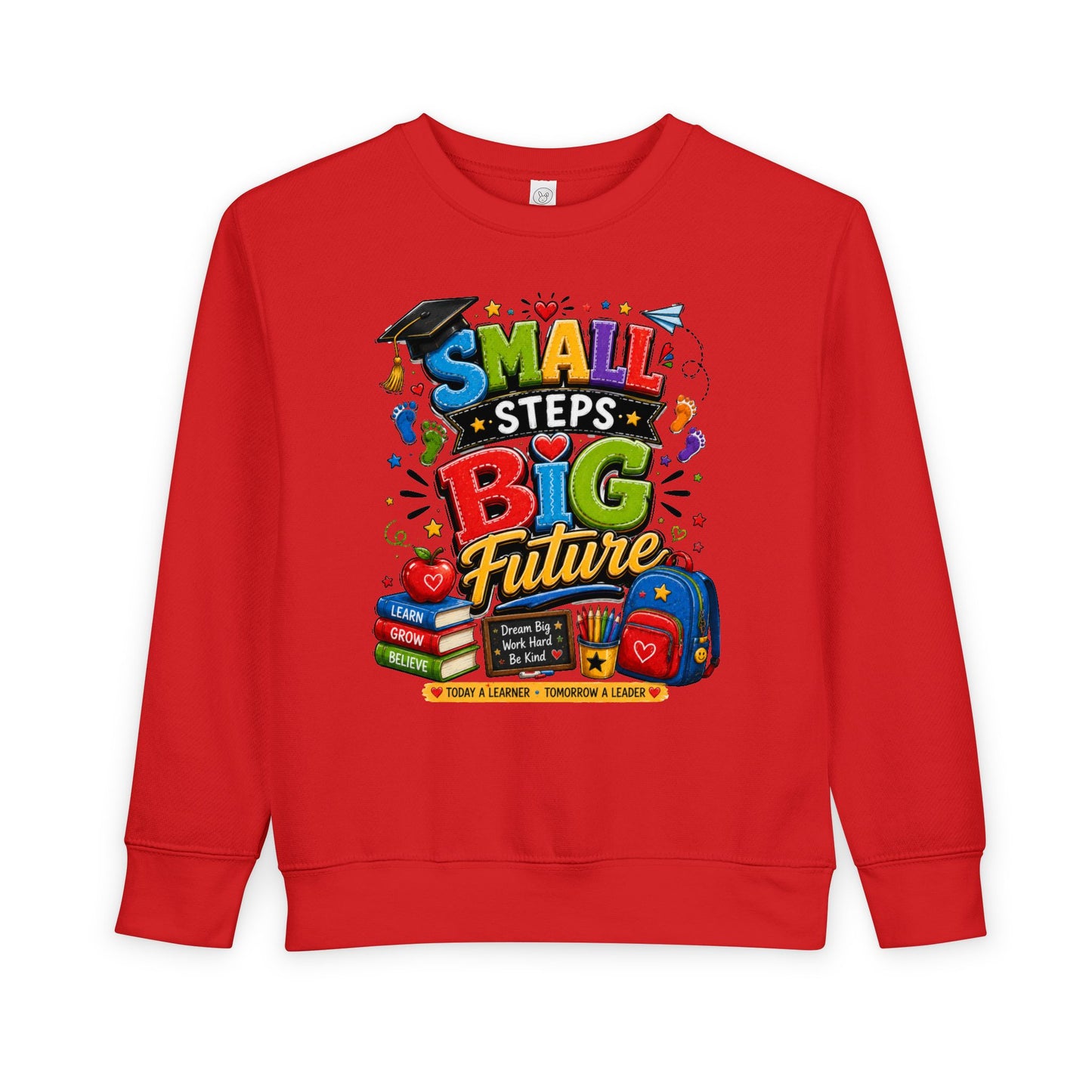 Toddler Sweatshirt - "Small Steps Big Future" Back-to-School Kids Crewneck