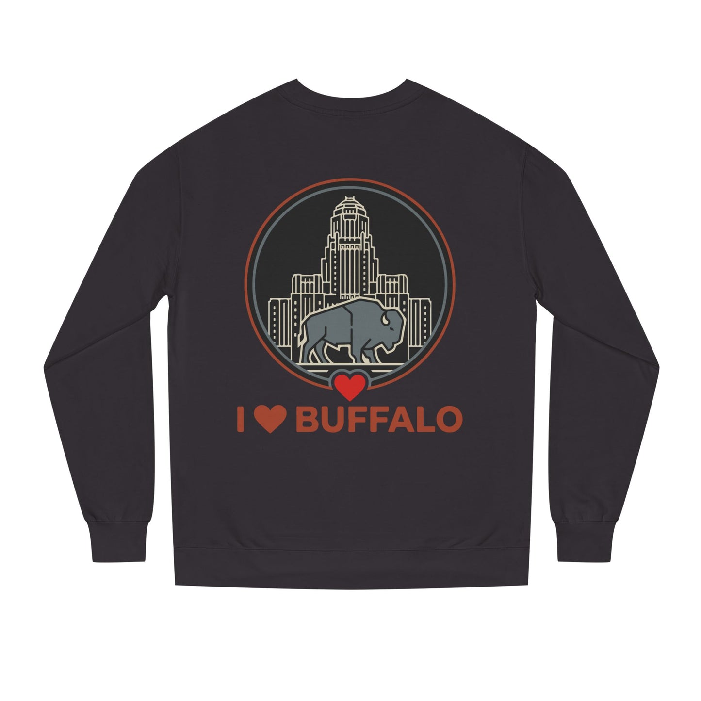 I  Buffalo Sweatshirt — Buffalo Skyline & Bison Graphic Crewneck