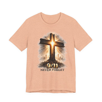 9/11 Never Forget T‑Shirt - Cross Memorial Tee