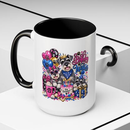 Birthday Wishes Dog Coffee Mug — Cute Paw Print Celebration Mug (11/15oz)