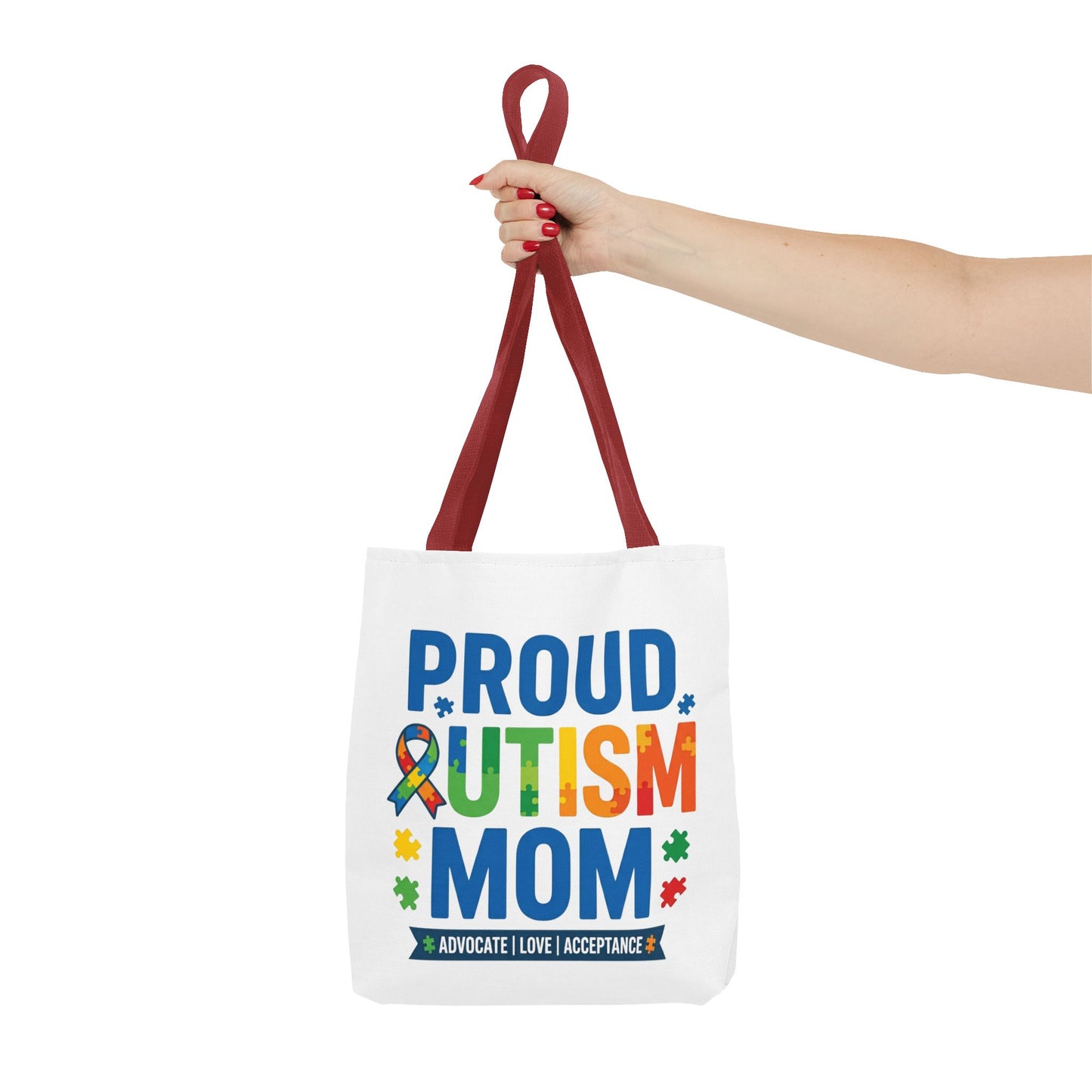 Proud Autism Mom Tote Bag — Advocate • Love • Acceptance Canvas Tote