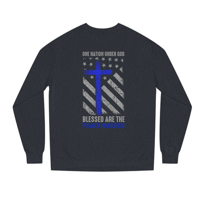 Blessed Are The Peacemakers Crewneck Sweatshirt — One Nation Under God Christian Flag Design