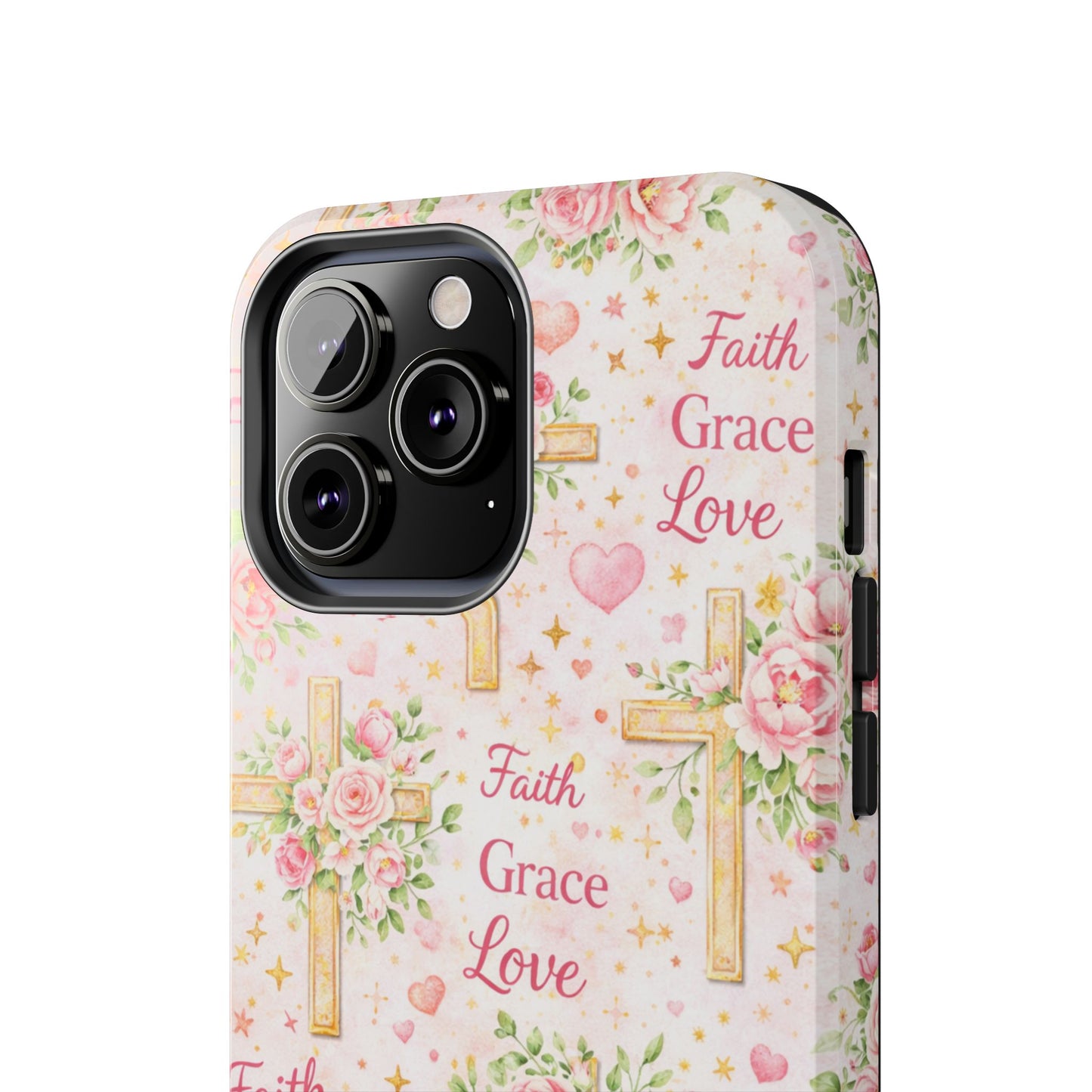 Faith Grace Love Cross Phone Case | Christian Floral iPhone Case