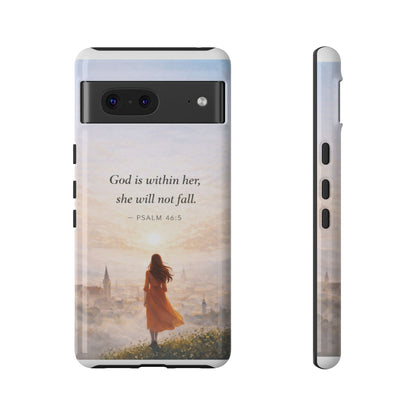 Inspirational Psalm 46:5 Phone Case — 'God is within her, she will not fall' Christian Phone Cover