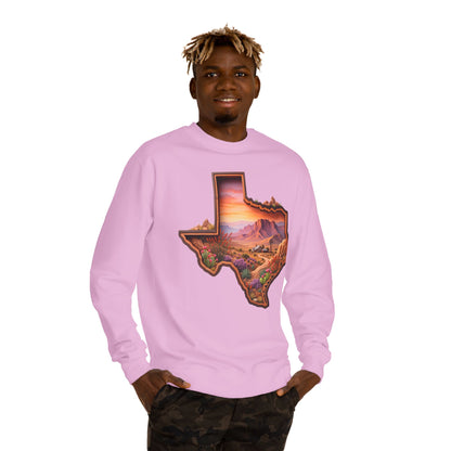 Texas Sunset Crewneck Sweatshirt — Scenic Lone Star State Landscape
