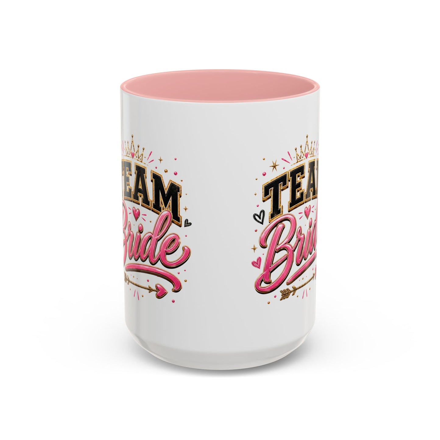 Team Bride Accent Coffee Mug — Pink & Gold Bachelorette Bridal Shower Gift (11/15 oz)