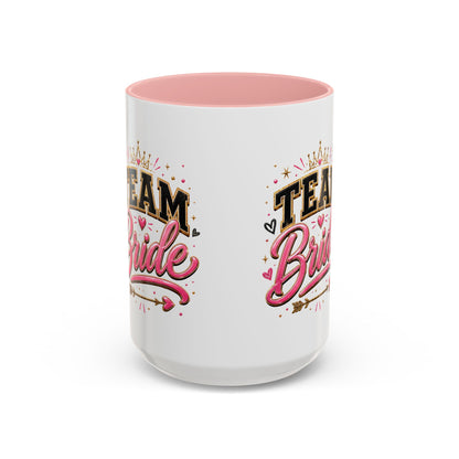 Team Bride Accent Coffee Mug — Pink & Gold Bachelorette Bridal Shower Gift (11/15 oz)