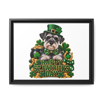 Happy St. Patrick’s Day Schnauzer Framed Canvas
