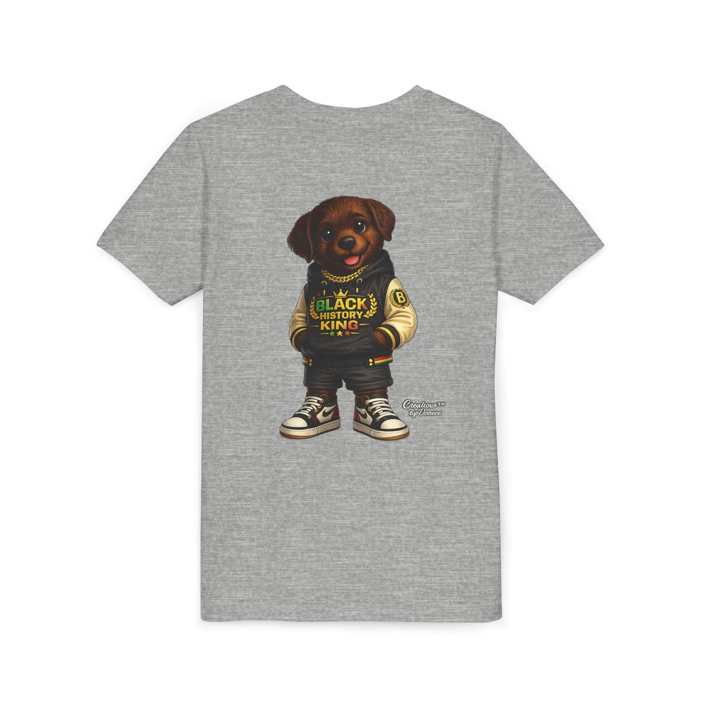 Youth Tee — 'Black History King' Puppy Graphic Shirt
