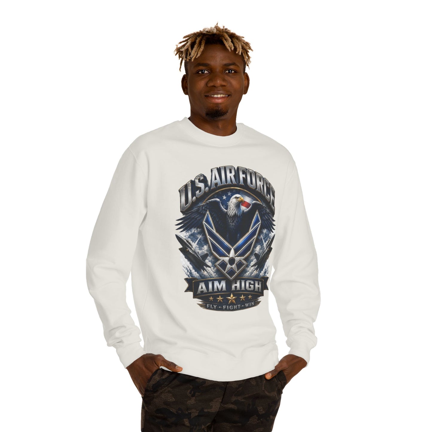 Air Force Crewneck Sweatshirt — "U.S. Air Force Aim High" Military Logo Pullover