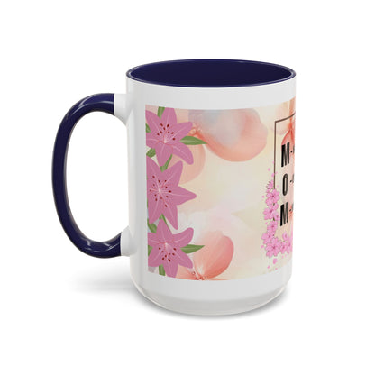 Mom Acronym Coffee Mug — "MOM: Magical • One-of-a-Kind • Motivator" Floral Accent