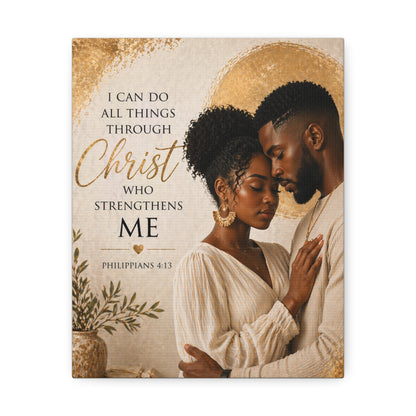 Stretched Canvas - "I Can Do All Things Through Christ" Inspirational Scripture Wall Art
