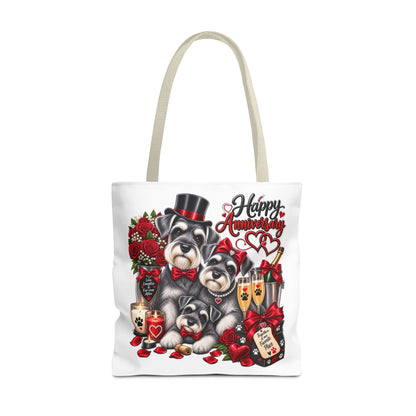 Anniversary Schnauzer Tote Bag — "Happy Anniversary" Romantic Floral Gift