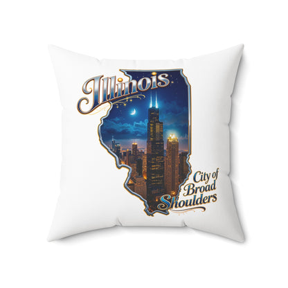 Illinois Skyline Decorative Pillow — "City of Broad Shoulders" State Shape Accent
